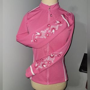 Women's Pearl Izumi jacket in Barbie pink & white